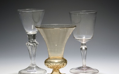 A façon de Venise wine glass, early 18th century, the generous bowl raised on a...