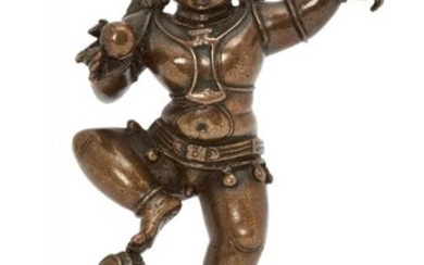 A finely cast bronze figure of Krishna,...