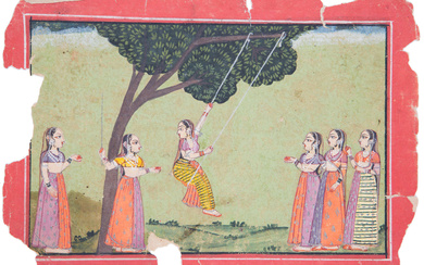 A group of six Rajasthani paintings, India, 19th century, opaque...