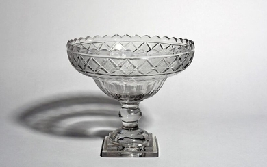 A large Irish cut glass footed bowl 19th...