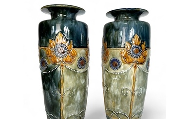 A large pair of Royal Doulton Art Nouveau style vases, circa...