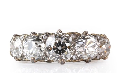 A late Victorian five stone diamond ring