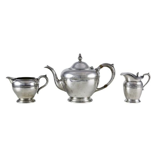 A (lot of 3) Sterling tea ware: a two piece Concord