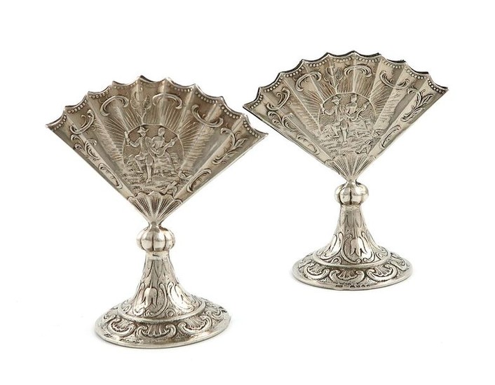 A matched pair of Victorian silver menu card...