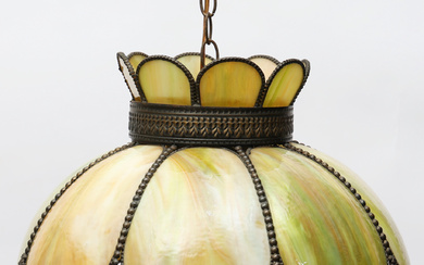 A metal, tiffany-style stained glass ceiling lamp, 20th century.