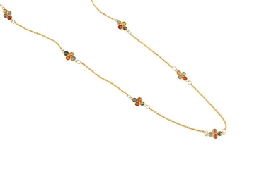 A multi-coloured sapphire necklace