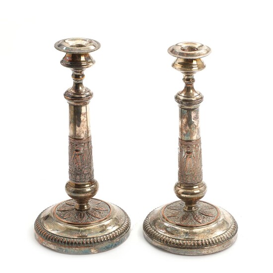 SOLD. A pair of 19th century Empire patinated silver plated copper candlesticks. H. 28.5 cm. (2) – Bruun Rasmussen Auctioneers of Fine Art