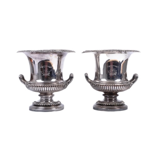 A pair of 19th century Old Sheffield silver plated wine cool...
