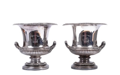 A pair of 19th century Old Sheffield silver plated wine cool...