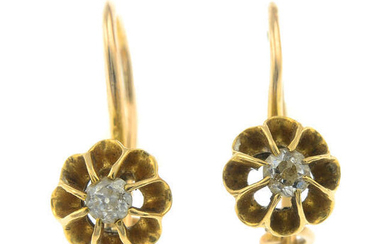 A pair of old-cut diamond single-stone earrings.