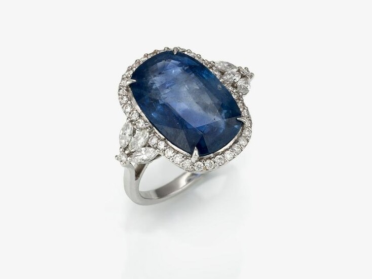 A ring with sapphire and diamonds