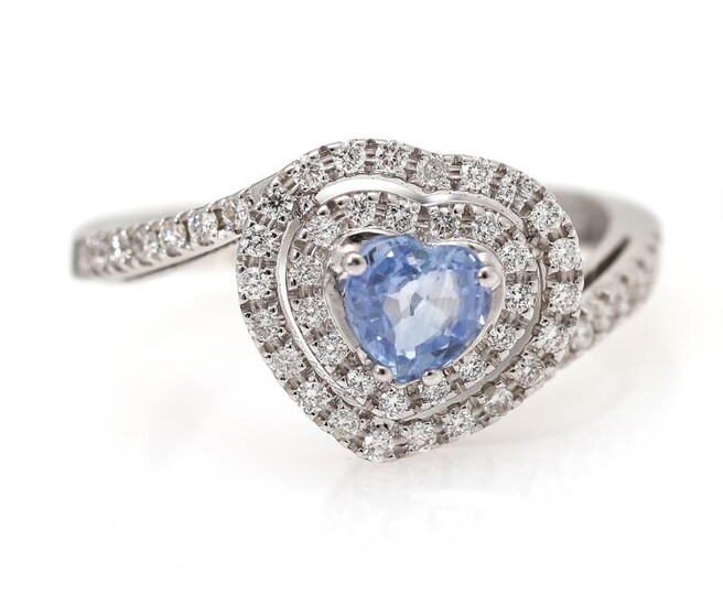 NOT SOLD. A sapphire and diamond ring set with a sapphire encircled by diamonds, mounted in 18k white gold. Size 54. – Bruun Rasmussen Auctioneers of Fine Art