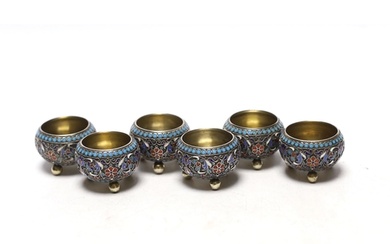 A set of six late 19th century Russian 84 zolotnik and clois...
