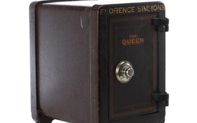 SOLD. A small Americal steel safe on wheels. Original coat of paint. Marked "The Queen". Florence Simmons, Ohio. – Bruun Rasmussen Auctioneers of Fine Art