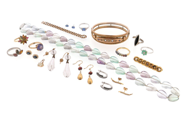 A small collection of gem-set rings and jewellery