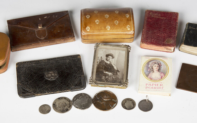 A small group of collectors' items, including an early 20th century silver plated presentation