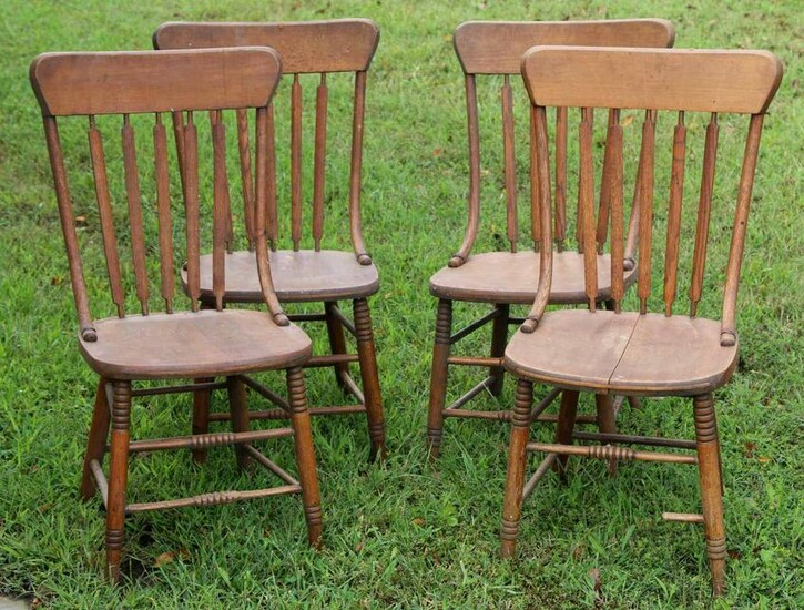 AMERICAN ANTIQUE SOUTHERN OAK CHAIR SET OF FOUR