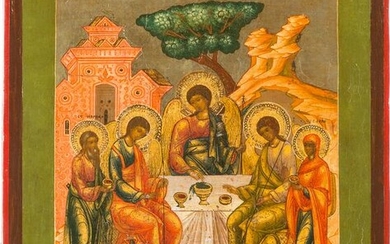 AN ICON SHOWING THE OLD TESTAMENT TRINITY Russian, late