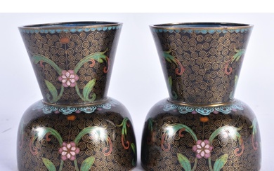 AN UNUSUAL PAIR OF LATE 19TH CENTURY CHINESE CLOISONNE ENAME...