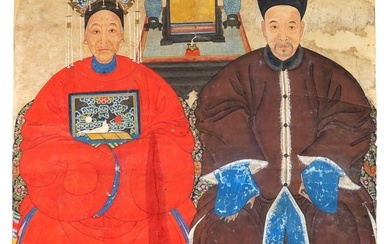 ANTIQUE CHINESE QING ANCESTRAL PORTRAIT PAINTING
