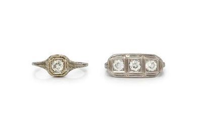 ANTIQUE, COLLECTION OF DIAMOND RINGS
