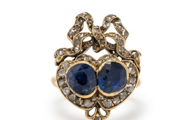 ANTIQUE, SAPPHIRE AND DIAMOND RING