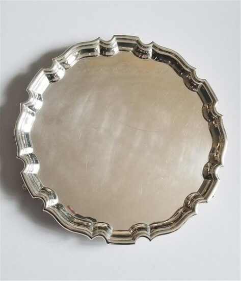 ANTIQUE STERLING SILVER SALVER TRAY SHEFFIELD
