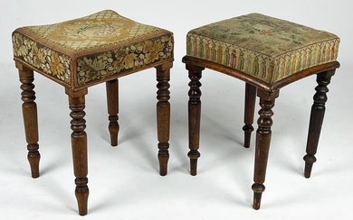 ASSEMBLED PAIR OF ENGLISH GEORGE III TALL STOOLS