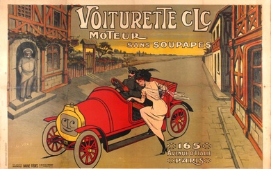 Advertising Poster Voiturette CLC Early Classic Car Belle Epoque...