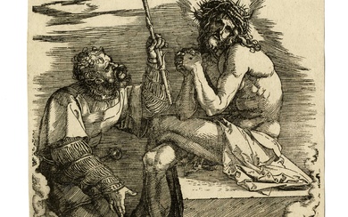 Albrecht Drer (Norimberga,, 1471 - 1528), Cristo, uomo dei dolori, deriso da un soldato. 1511 [1580 ca.].