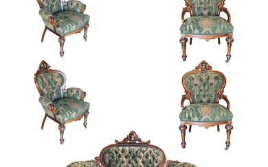 American Late Victorian Renaissance Revival Parlor Sofa & Chair set
