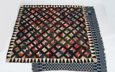 American Wool Coverlet and Pieced Quilt