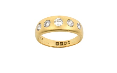 An 18 Carat Gold Diamond Five Stone Ring the graduated...