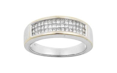 An 18 Carat White Gold Diamond Half Hoop Ring, by...