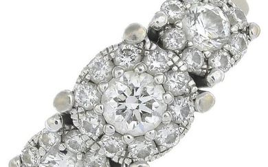 An 18ct gold brilliant-cut diamond triple cluster