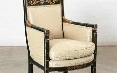 An Italian Neoclassical ebonized armchair
