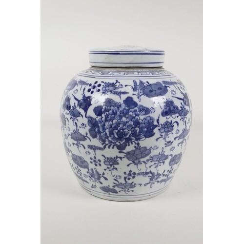 An early C20th Chinese porcelain ginger jar and cover, with ...