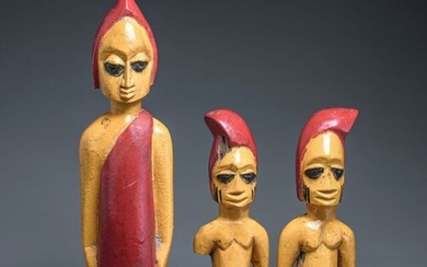 Anago Voodoo Altar Fetishes (3) - Beads, Wood - NAGO - Nigeria
