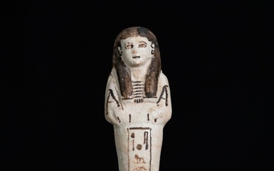 Ancient Egypt, New Kingdom faience ushabti for Baka, 15,5 cm - Spanish Export Licence - Shabti
