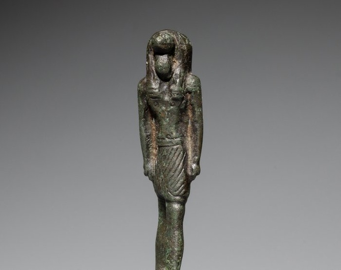 Ancient Egyptian Bronze Amulet of the goddess Nehebkau. Late Period, 664 – 332 BC. 5.5 cm H.