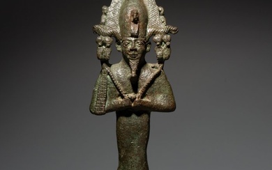Ancient Egyptian Bronze Very nice Osiris Figure. Late Period, 664 – 332 B.C. 17 cm H. Spanish Export License.