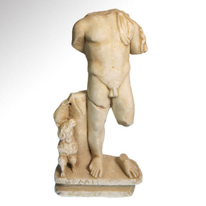 Ancient Roman Marble Figure of Hermes and Ram
