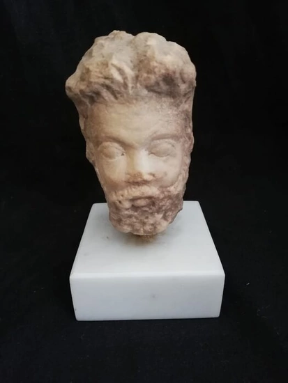 Ancient Roman Marble Jupiter or Neptune marble head - (10×5.5×7.5 cm)