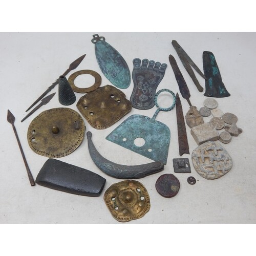 Ancient/Tribal Artefacts Including, Axe Head, Spear Heads, C...