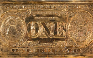 Andreas Wargenbrant: “My first dollar”. Stamped with monogram and numbered 10/50. Relief in bronze. 43×88 cm. Signed catalogue included. (2)