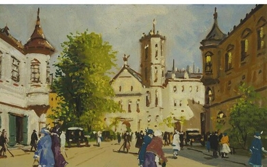 Antal Berkes (1874-1938), TOWN SCENE, BUDAPEST, Oil on