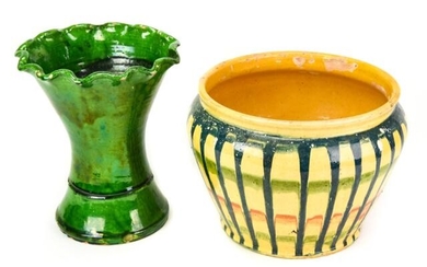 Antique Ceramic Drip Glazed & Green Glazed Vases