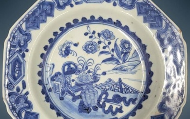 Antique Chinese Blue And White Porcelain Plate