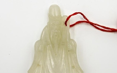 Antique Chinese White Jade Carved Pendant