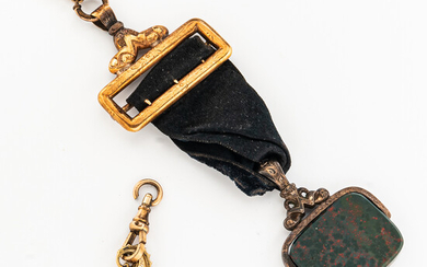 Antique Gold and Bloodstone Swivel Fob